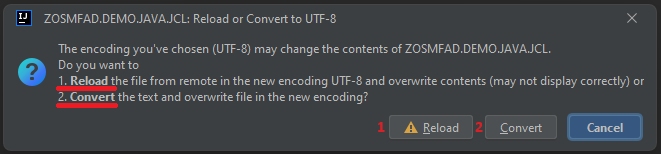 USS encoding change dialog